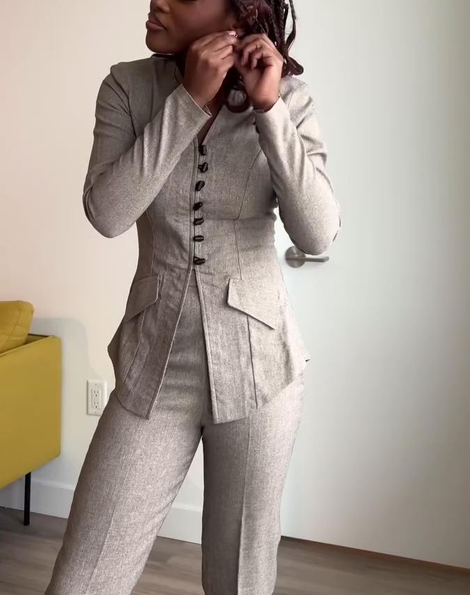 Women's solid color two-piece set