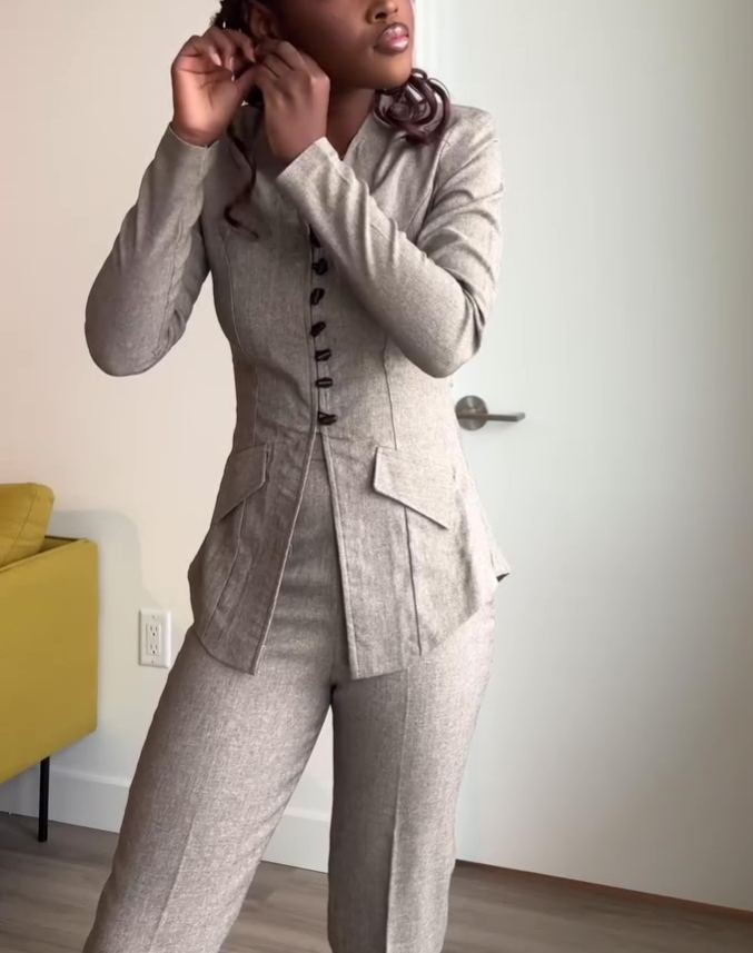 Women's solid color two-piece set