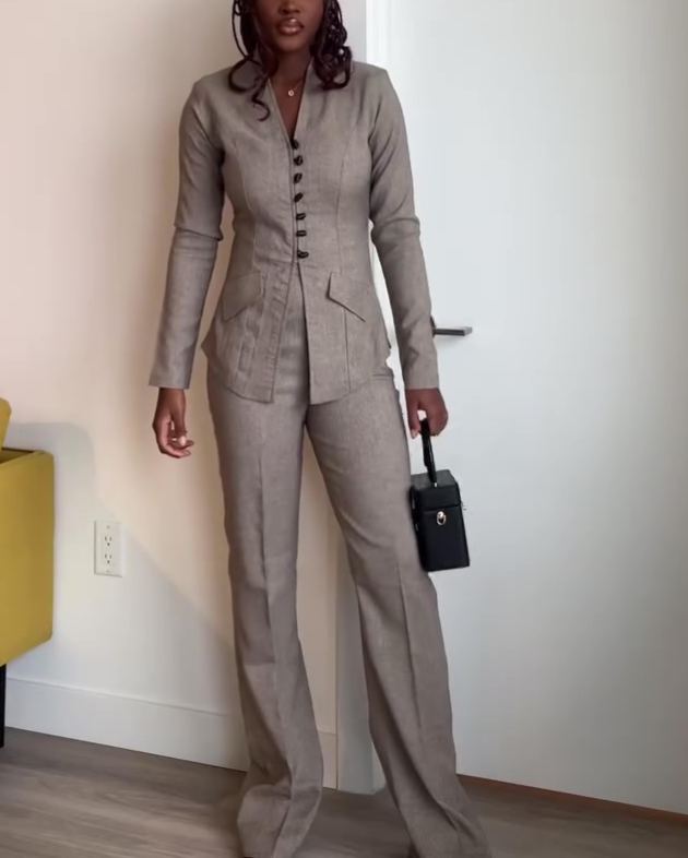 Women's solid color two-piece set