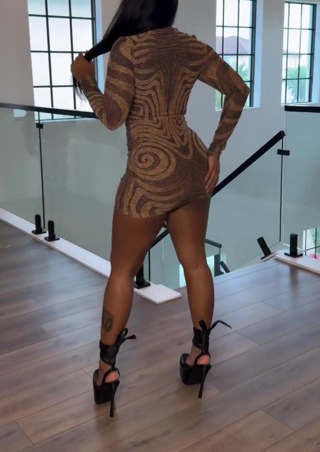 Mesh sheer striped bodycon dress