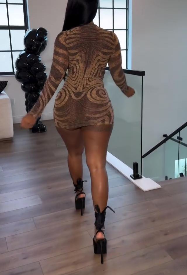 Mesh sheer striped bodycon dress