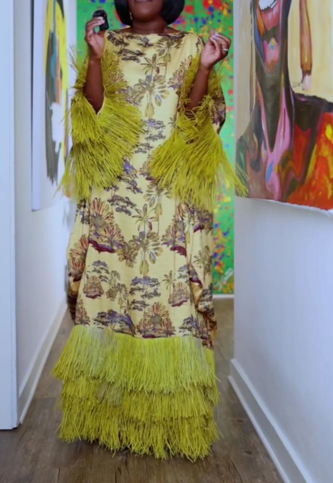 Multi-layered Tassel Print Dress