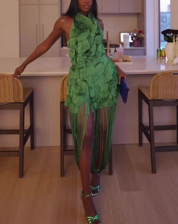 Green Pearl Tassel 2-Piece Set