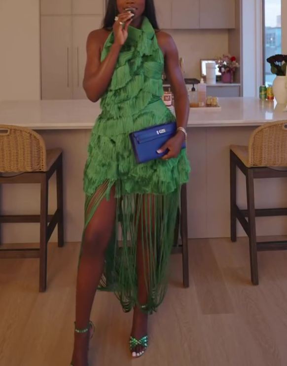 Green Pearl Tassel 2-Piece Set