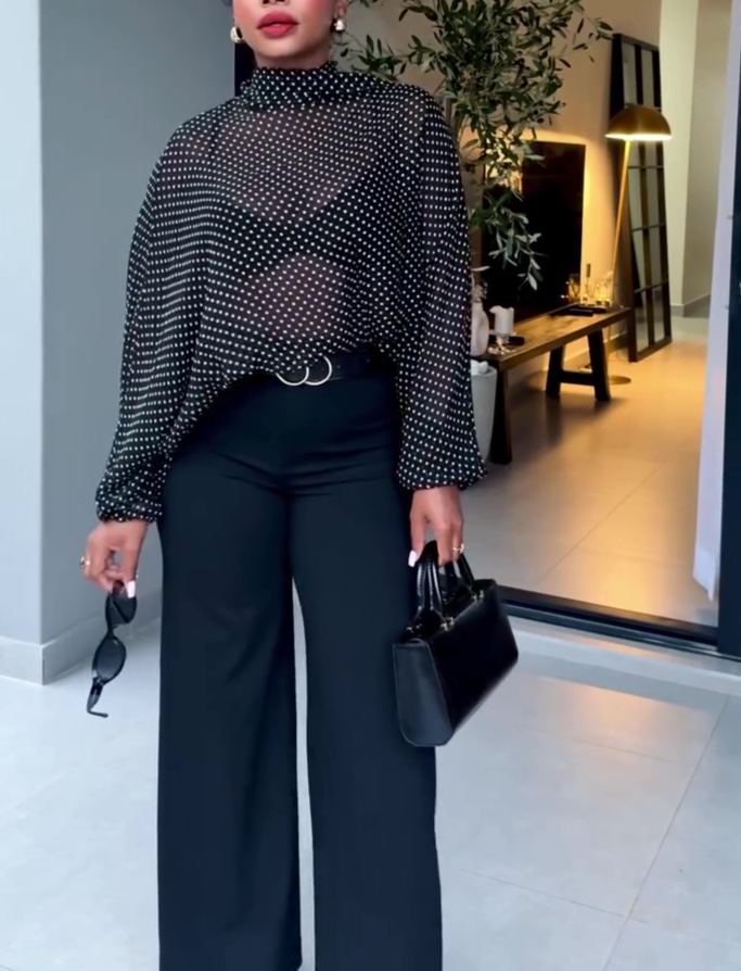 New Spring Polka Dot Sheer Top