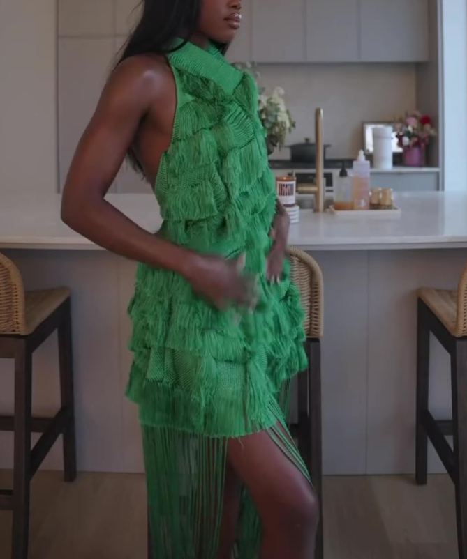 Green Pearl Tassel 2-Piece Set