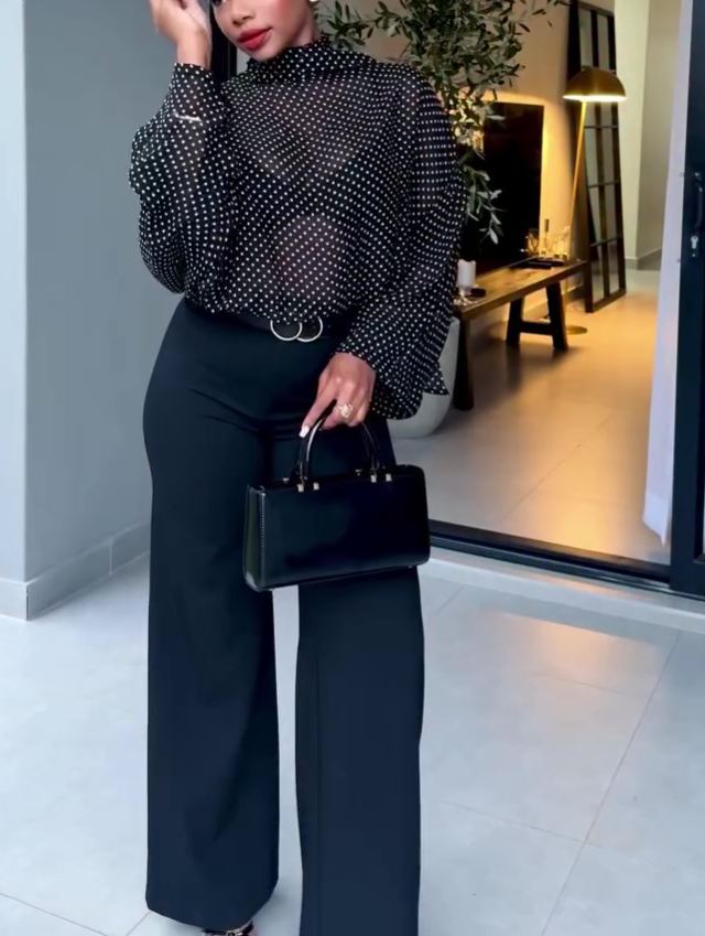 New Spring Polka Dot Sheer Top