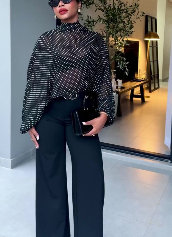 New Spring Polka Dot Sheer Top