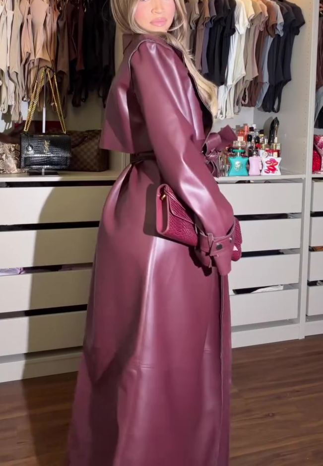 PU Leather Trench Coat
