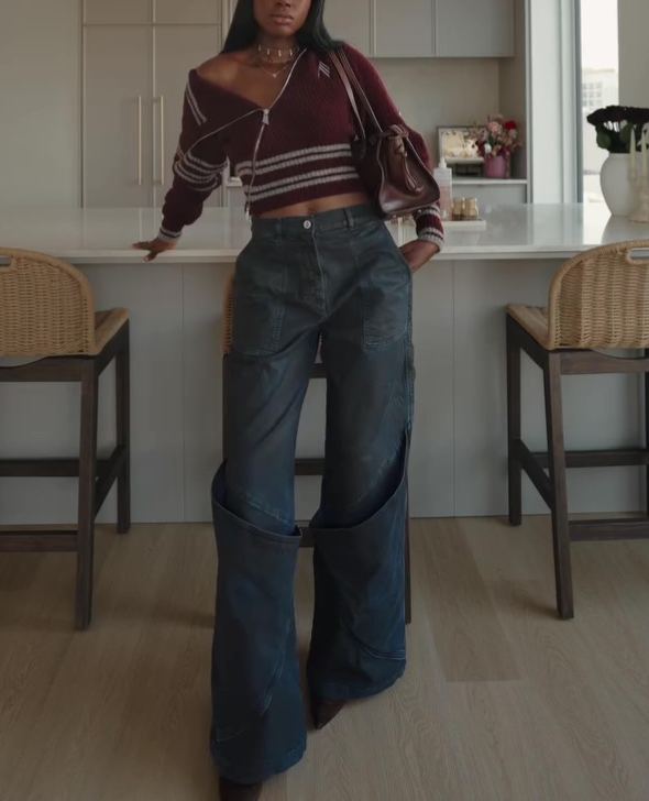 Knitted Zipper Cardigan