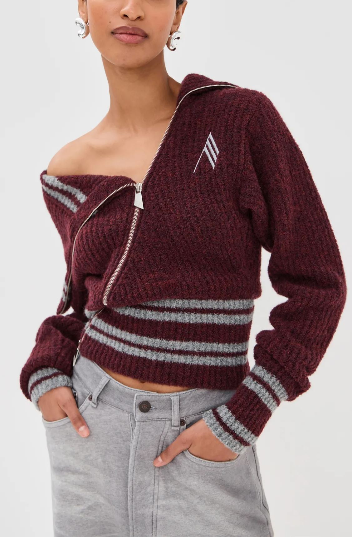 Knitted Zipper Cardigan