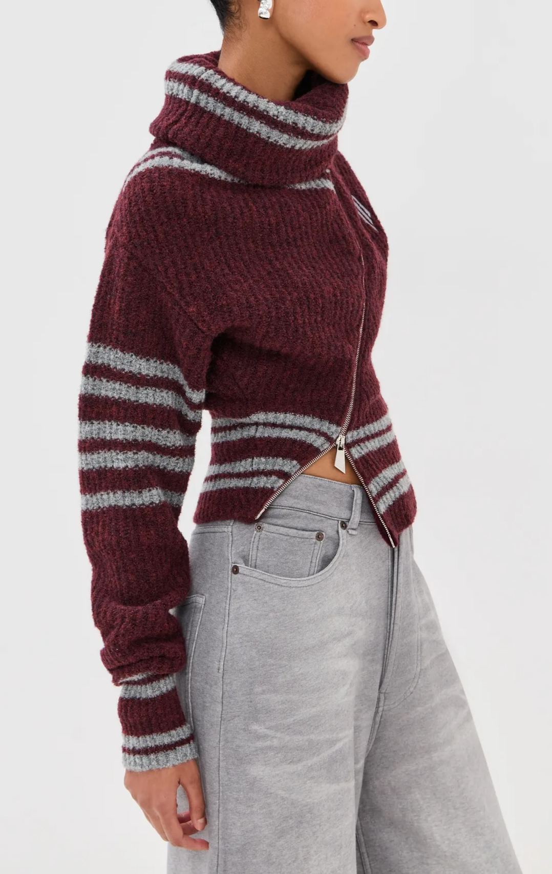 Knitted Zipper Cardigan