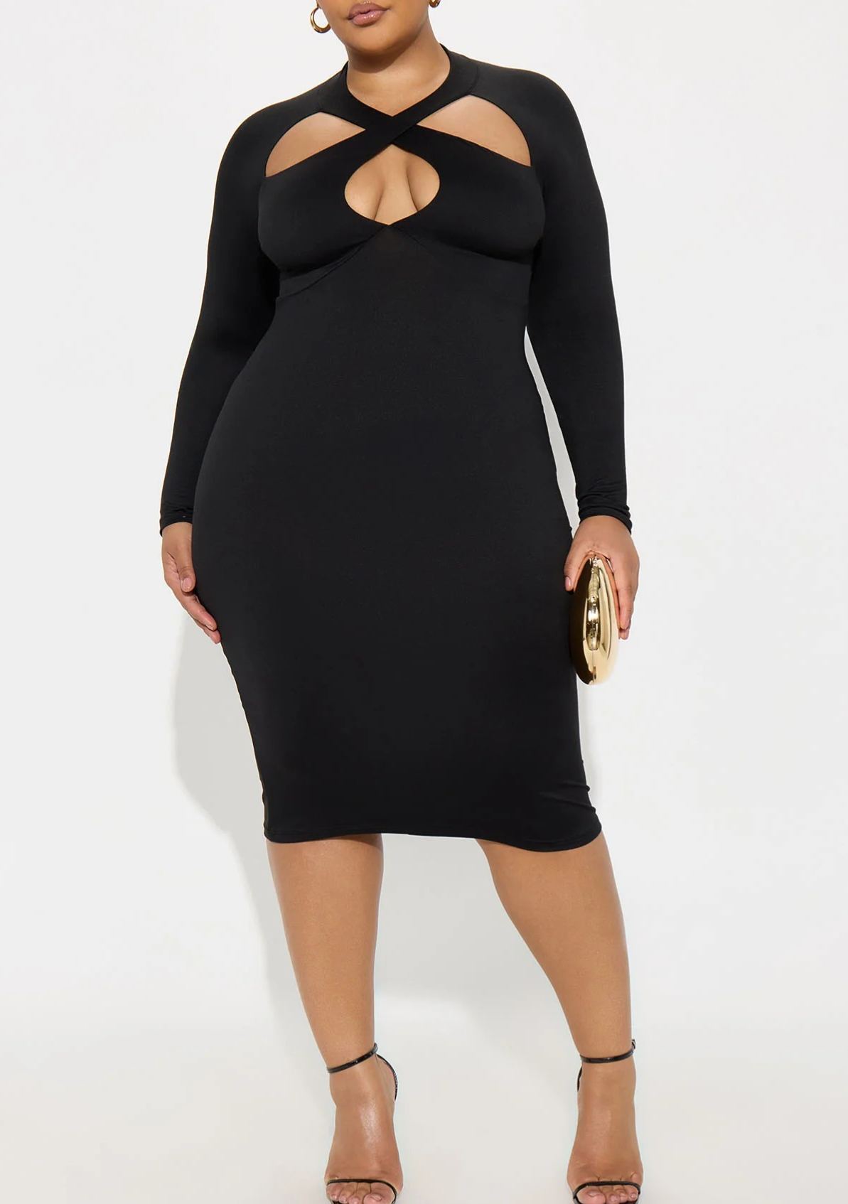 Knitted Cross-front Midi Dress