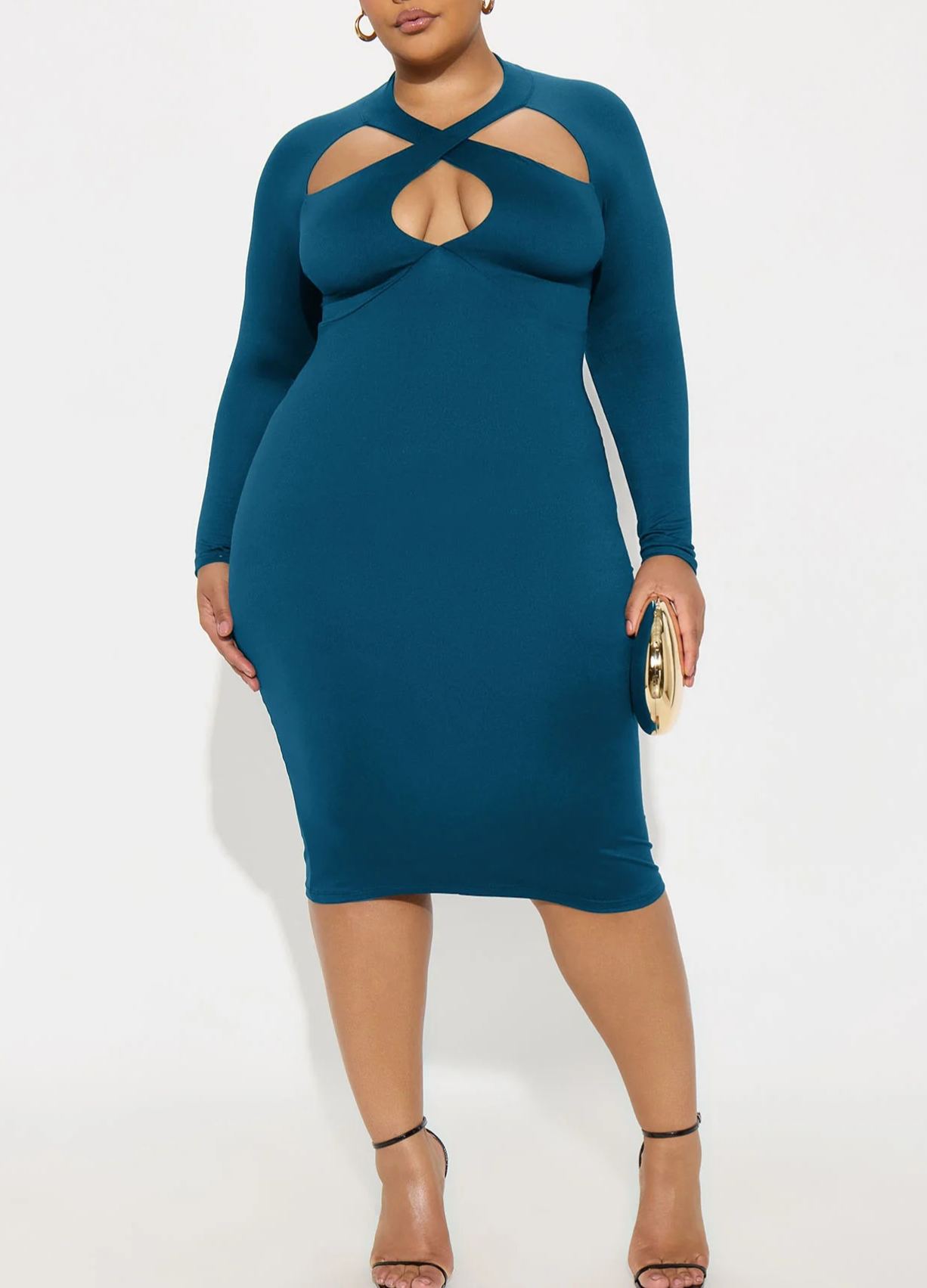 Knitted Cross-front Midi Dress