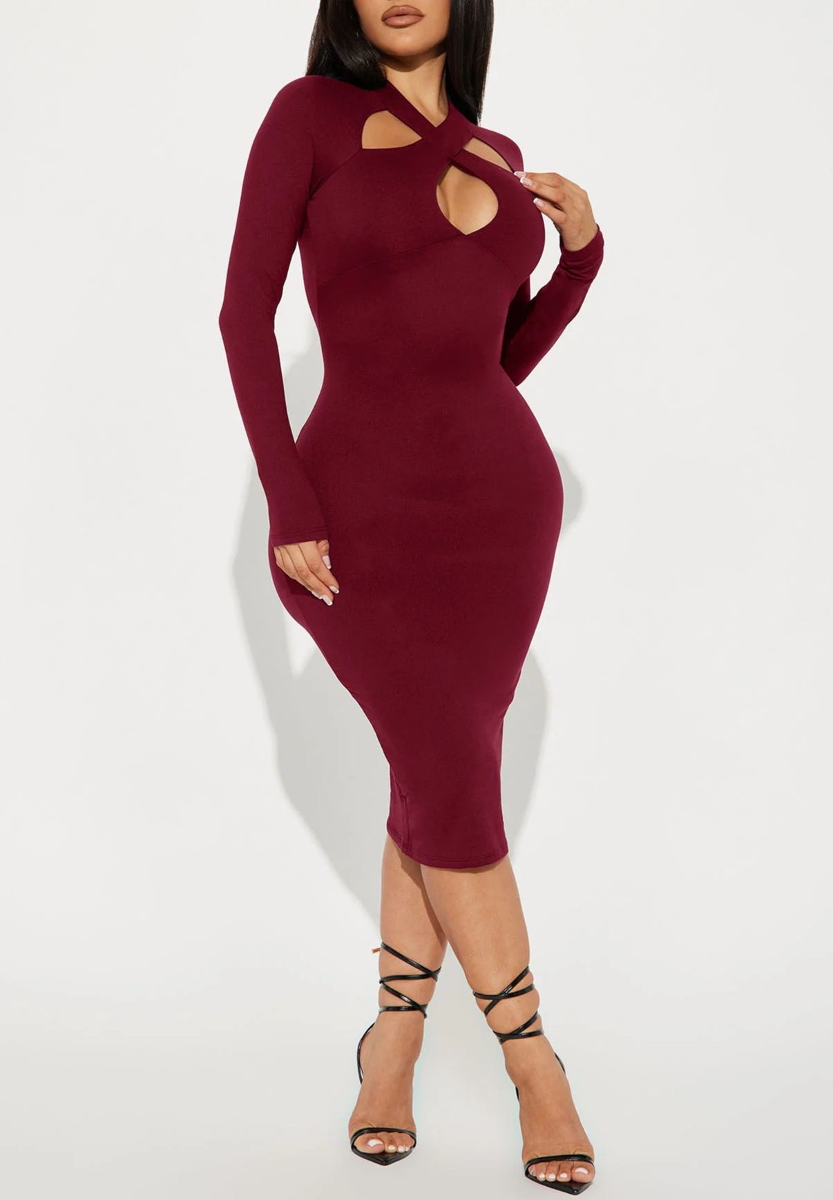 Knitted Cross-front Midi Dress