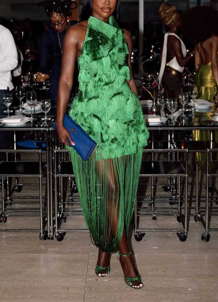 Green Pearl Tassel 2-Piece Set