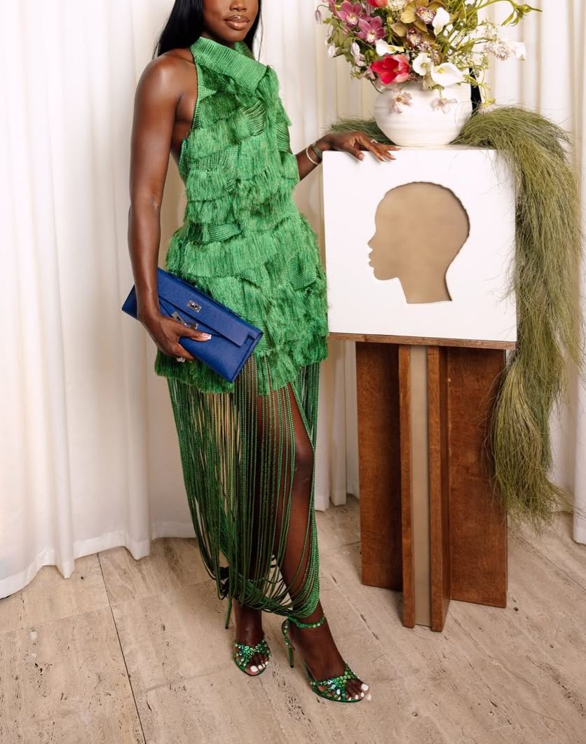 Green Pearl Tassel 2-Piece Set