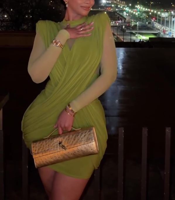 Green Elegant Mesh Mini Dress