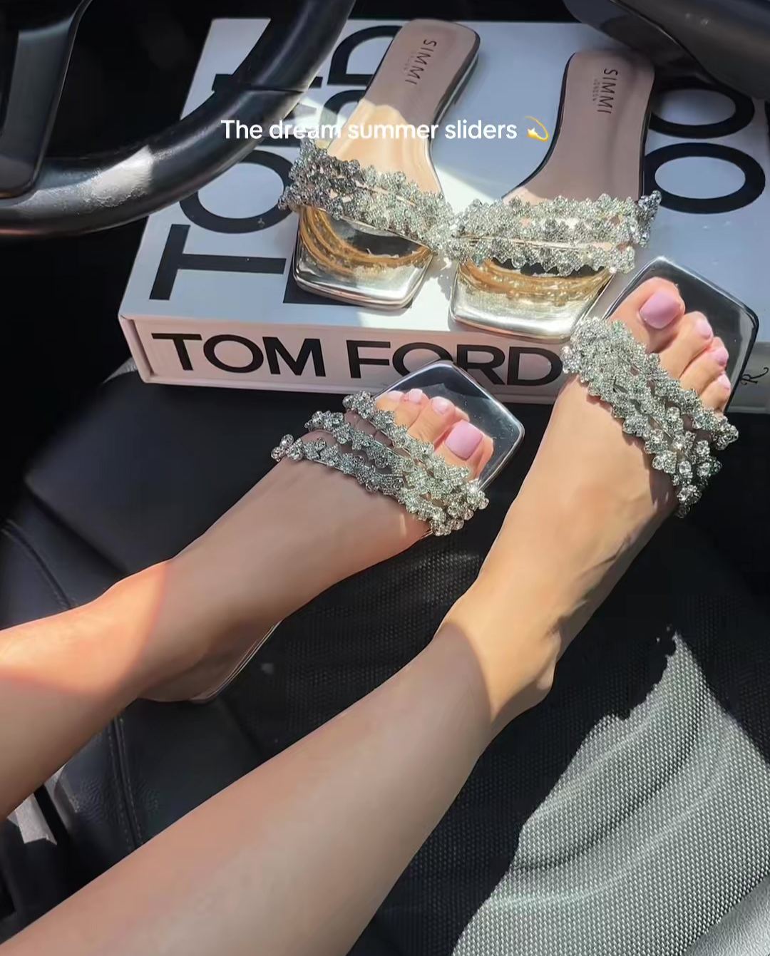 Dreamy Rhinestone Flat Sandals