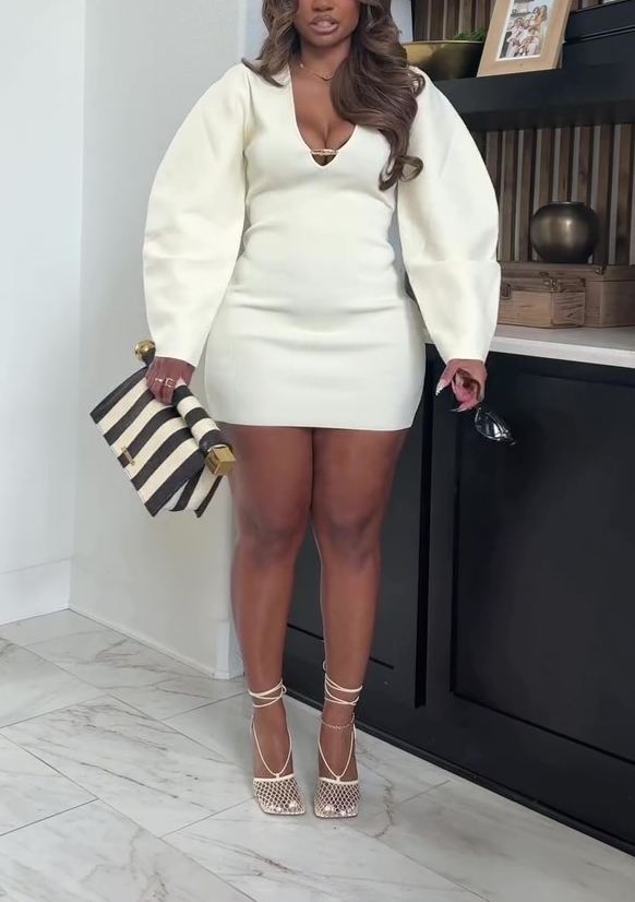 Balloon Sleeve Knit Mini Dress