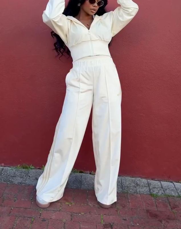 Solid Color Zipper Sports Casual Suit