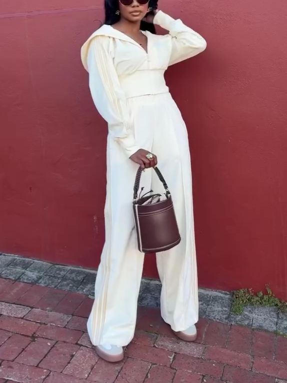 Solid Color Zipper Sports Casual Suit