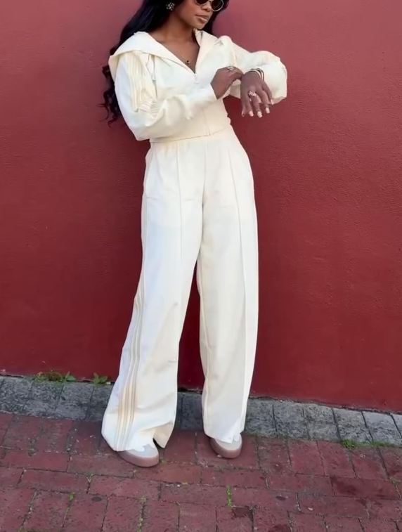 Solid Color Zipper Sports Casual Suit