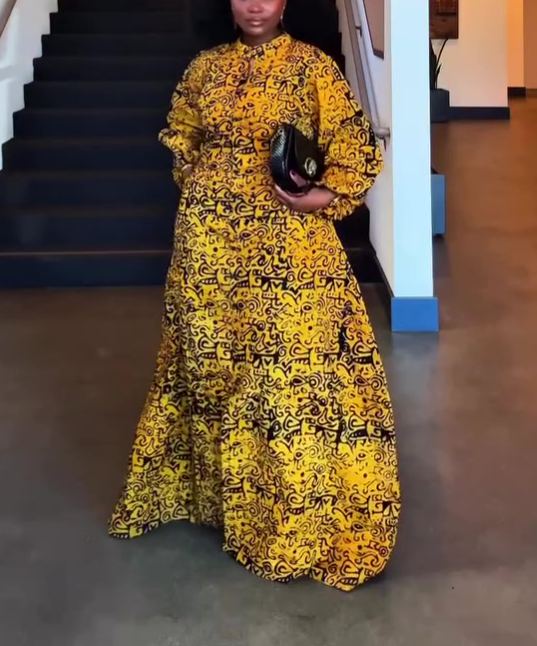 2026 New Printed Long-Sleeved Dress