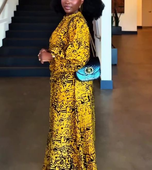 2026 New Printed Long-Sleeved Dress