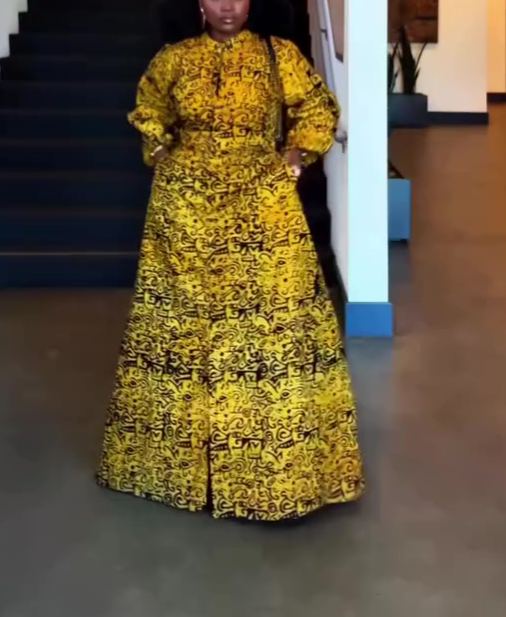 2026 New Printed Long-Sleeved Dress