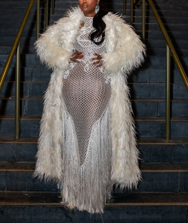 Knitted Mesh Tassel Dress