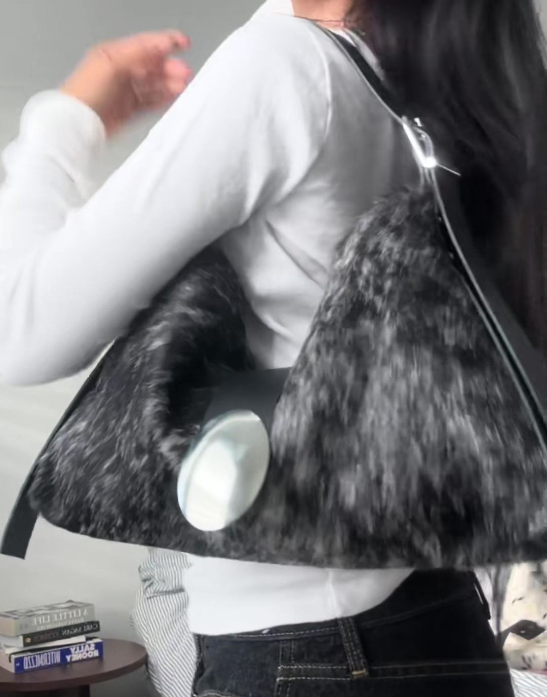 Motorbike Girl Plush Shoulder Bag