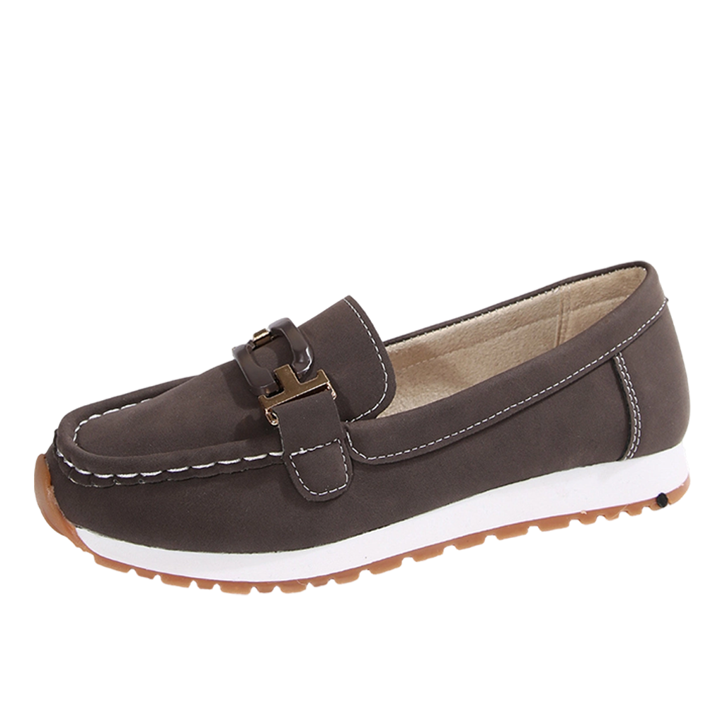 Wowcloth Women's Fashion Casual Loafer Shoes – Comfortable Slip-On Round Toe with Metal Buckle Detail for Spring Summer Footwear,Plus Size