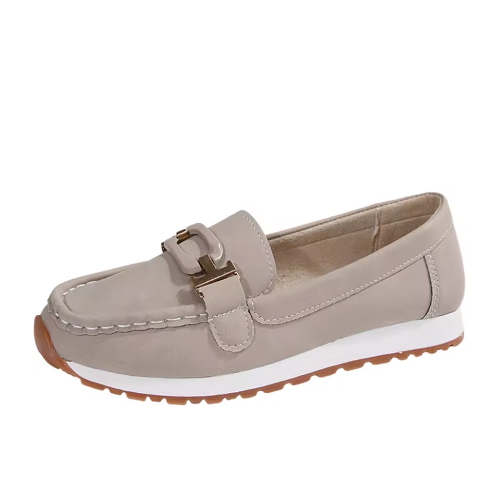 Wowcloth Women's Fashion Casual Loafer Shoes – Comfortable Slip-On Round Toe with Metal Buckle Detail for Spring Summer Footwear,Plus Size