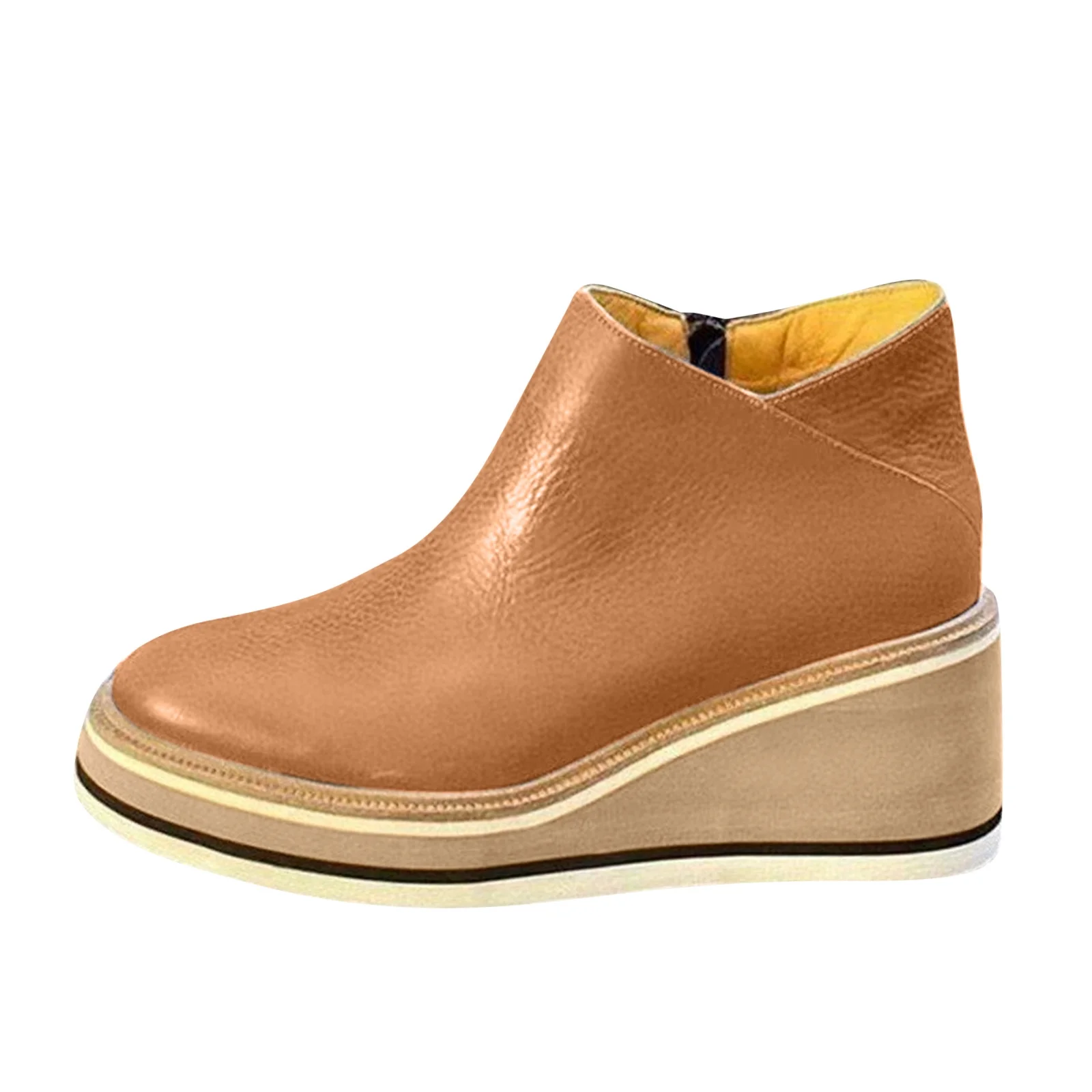 (⏳NOW ON: 70% OFF Sale! 🔥)Women’s Walking Shoes Casual Leather Sneakers with Side Zipper Thick Sole Four Seasons Comfort