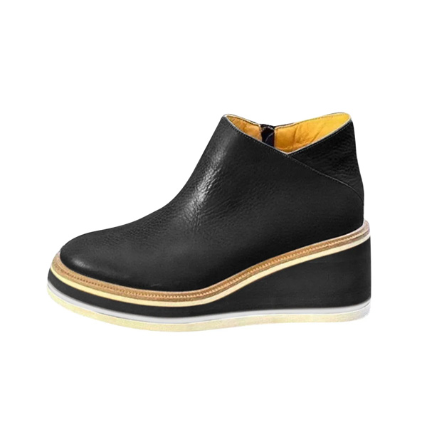 (⏳NOW ON: 70% OFF Sale! 🔥)Women’s Walking Shoes Casual Leather Sneakers with Side Zipper Thick Sole Four Seasons Comfort