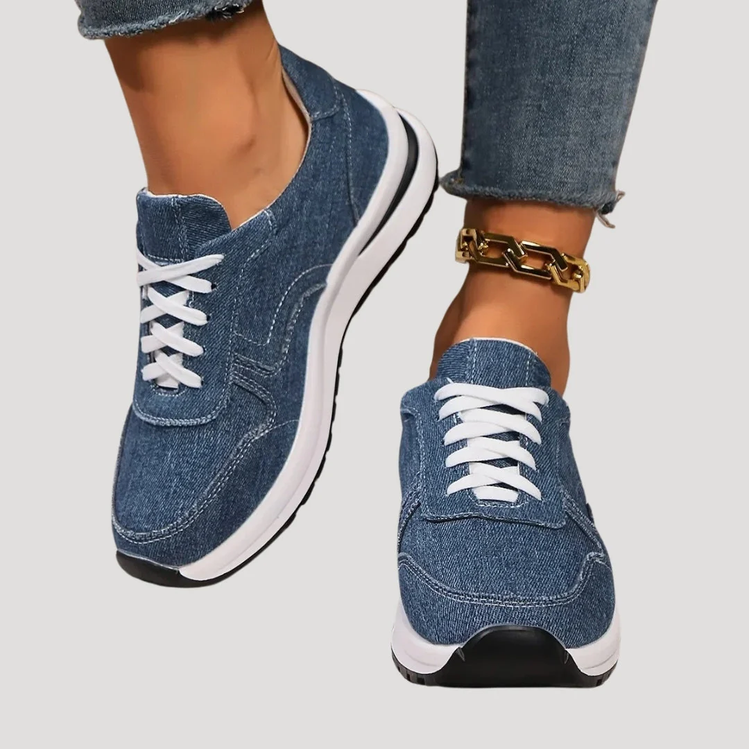 (⏳NOW ON: 70% OFF Sale! 🔥)Tennis Shoes for Women Casual Denim Low Top Fashion Sneakers Platform Walking Canvas Shoes