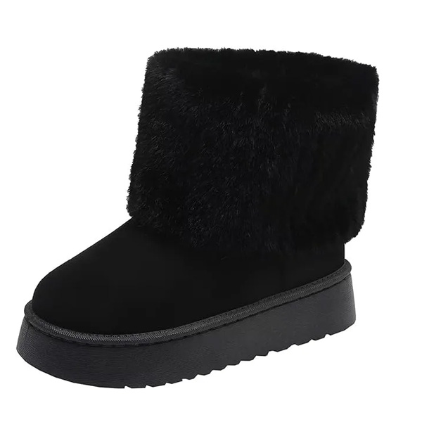 (⏳NOW ON: 70% OFF Sale! 🔥)Women’s Faux Suede Thick Sole Fuzzy Winter Snow Boots Round Toe Casual Warm Shoes