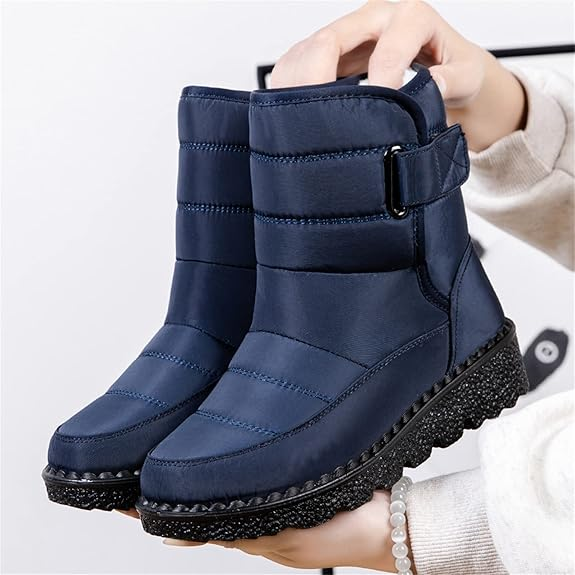 (⏳NOW ON: 50% OFF Sale! 🔥)Women’s Waterproof Fur-Lined Winter Boots, Non-Slip Warm Slip-On Snow Ankle Booties for Outdoor Comfort