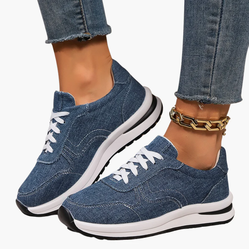 (⏳NOW ON: 70% OFF Sale! 🔥)Tennis Shoes for Women Casual Denim Low Top Fashion Sneakers Platform Walking Canvas Shoes