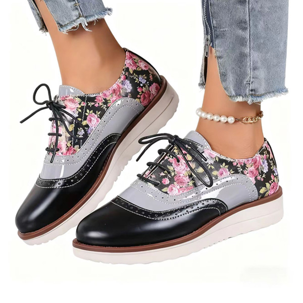 (⏳NOW ON: 70% OFF Sale! 🔥)Women’s Floral Slip-On Loafers – Lightweight Comfortable Round Toe Casual Shoes with Lace Detail