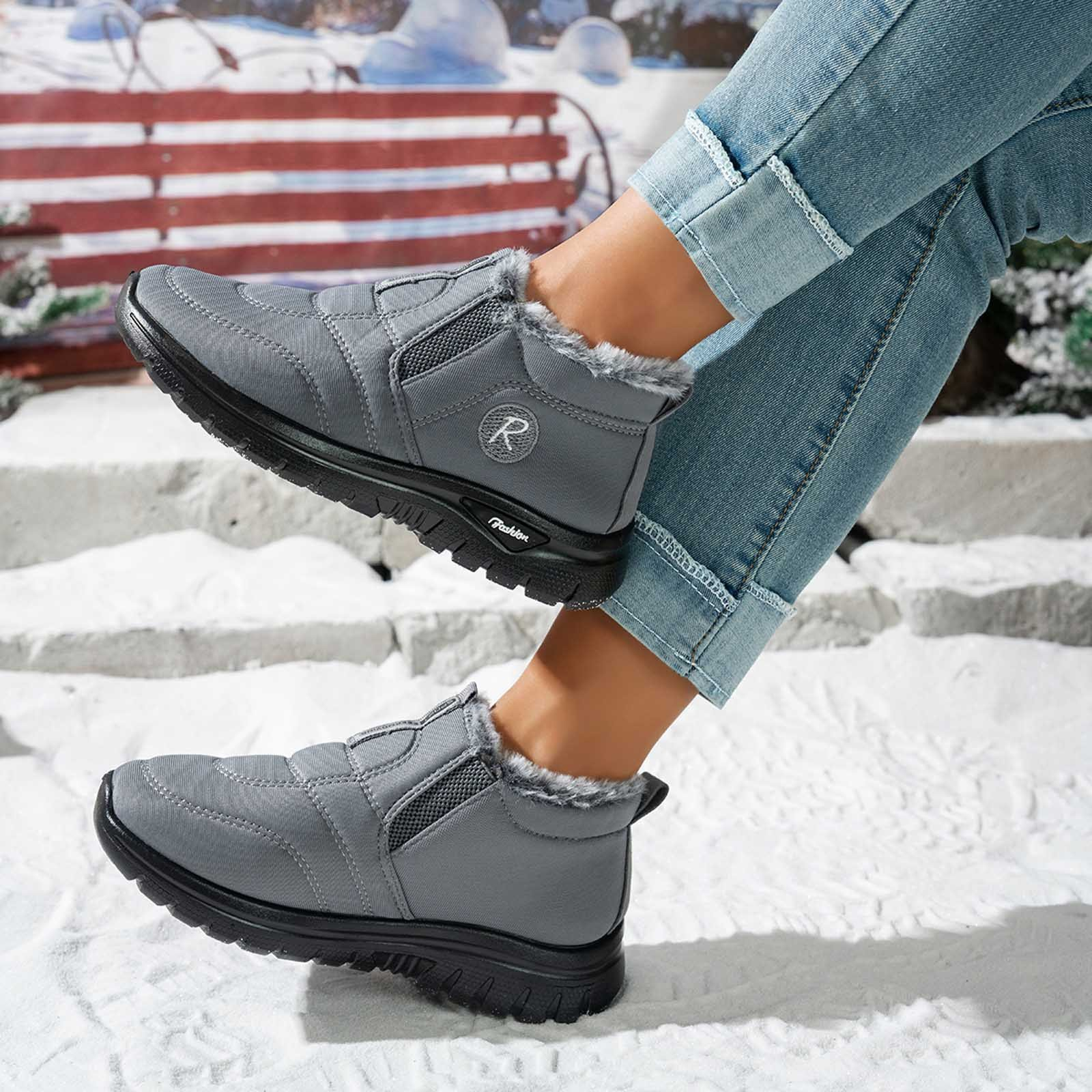 (⏳NOW ON: 50% OFF Sale! 🔥)Snow Boots for Women Slip on Winter Warm Shoes Fashion