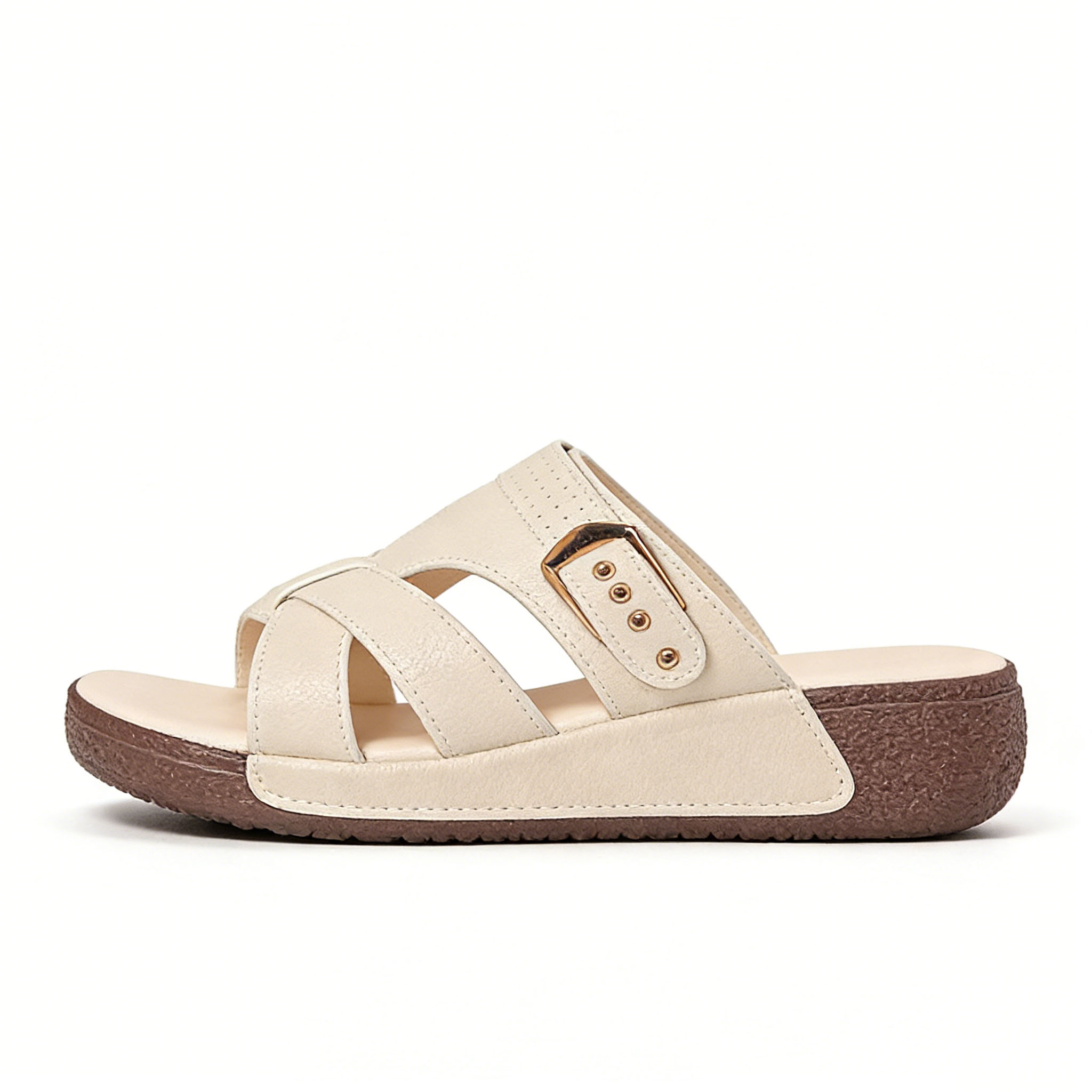  Women's wedge sandals, open-toe design, breathable and non-slip, thick wedge heel, made of PU material, suitable for summer footwear, soft and stylish, with arch support.