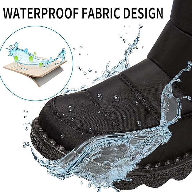 (⏳NOW ON: 50% OFF Sale! 🔥)Women’s Waterproof Fur-Lined Winter Boots, Non-Slip Warm Slip-On Snow Ankle Booties for Outdoor Comfort