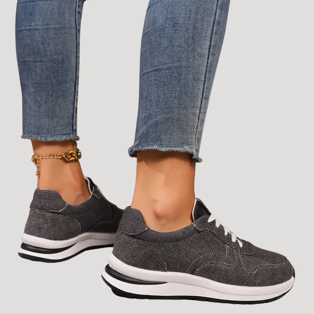 (⏳NOW ON: 70% OFF Sale! 🔥)Tennis Shoes for Women Casual Denim Low Top Fashion Sneakers Platform Walking Canvas Shoes