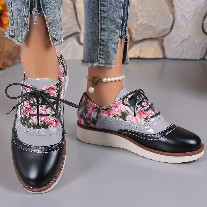 (⏳NOW ON: 70% OFF Sale! 🔥)Women’s Floral Slip-On Loafers – Lightweight Comfortable Round Toe Casual Shoes with Lace Detail