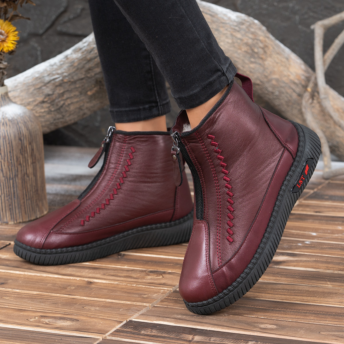 (⏳NOW ON: 50% OFF Sale! 🔥)Women's Winter Snow Boots, Warm Fur-Lined Soft Bottom Booties with Front Zipper & Non-Slip Sole