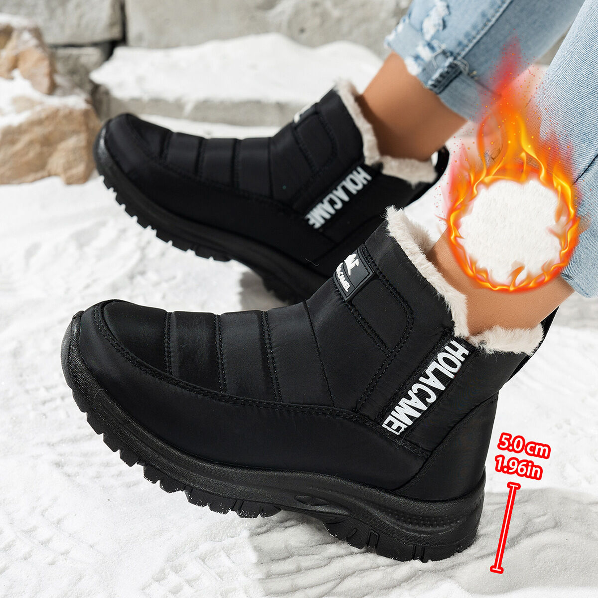 (⏳NOW ON: 50% OFF Sale! 🔥)Waterproof Anti-Slip Winter Snow Boots for Men & Women, Warm Fur-Lined Outdoor Boots