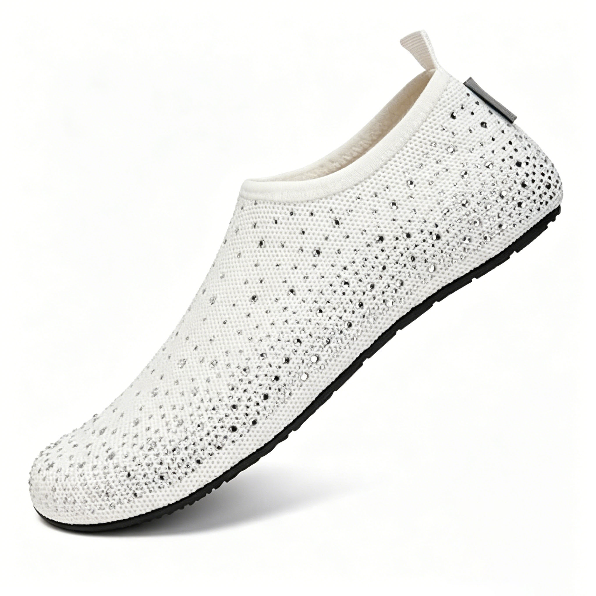 Women's sparkly rhinestone water shoes, quick-drying slip-on water socks, non-slip soles, lightweight barefoot beach shoes
