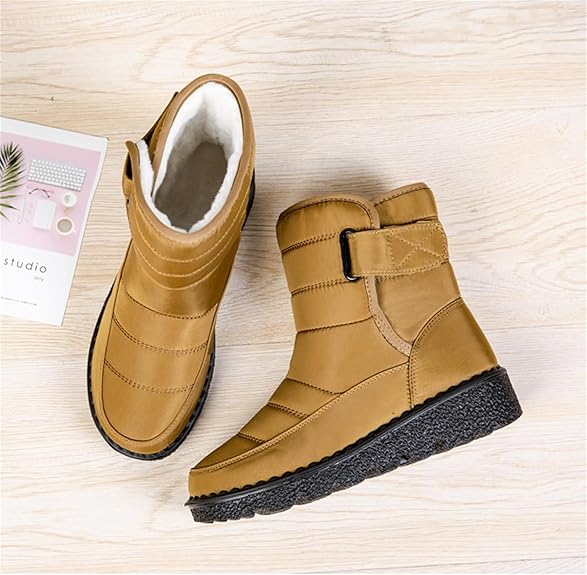 (⏳NOW ON: 50% OFF Sale! 🔥)Women’s Waterproof Fur-Lined Winter Boots, Non-Slip Warm Slip-On Snow Ankle Booties for Outdoor Comfort